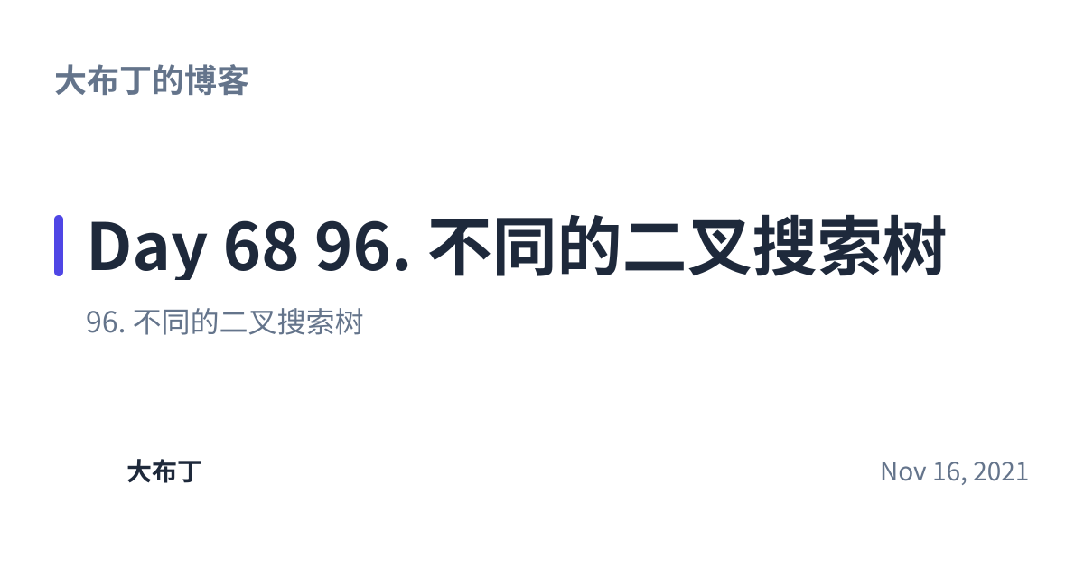 Share preview for Day 68 96. 不同的二叉搜索树