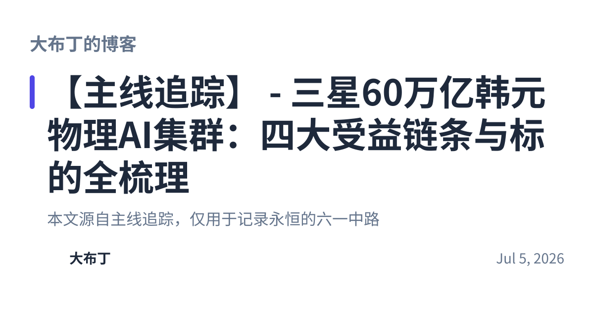 Share preview for 【主线追踪】 - 三星60万亿韩元物理AI集群：四大受益链条与标的全梳理
