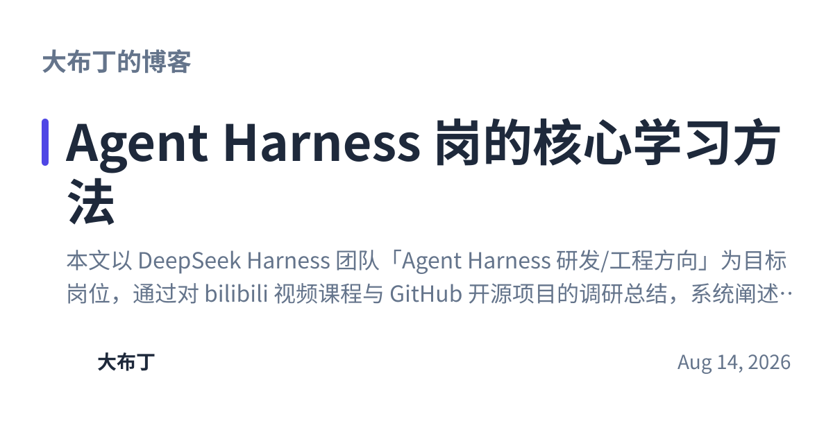 Share preview for Agent Harness 岗的核心学习方法